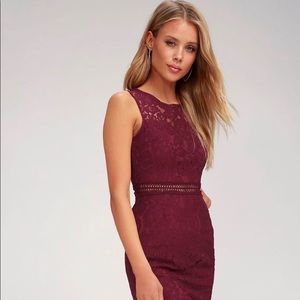 Music of the Heart Burgundy Lace Maxi Dress